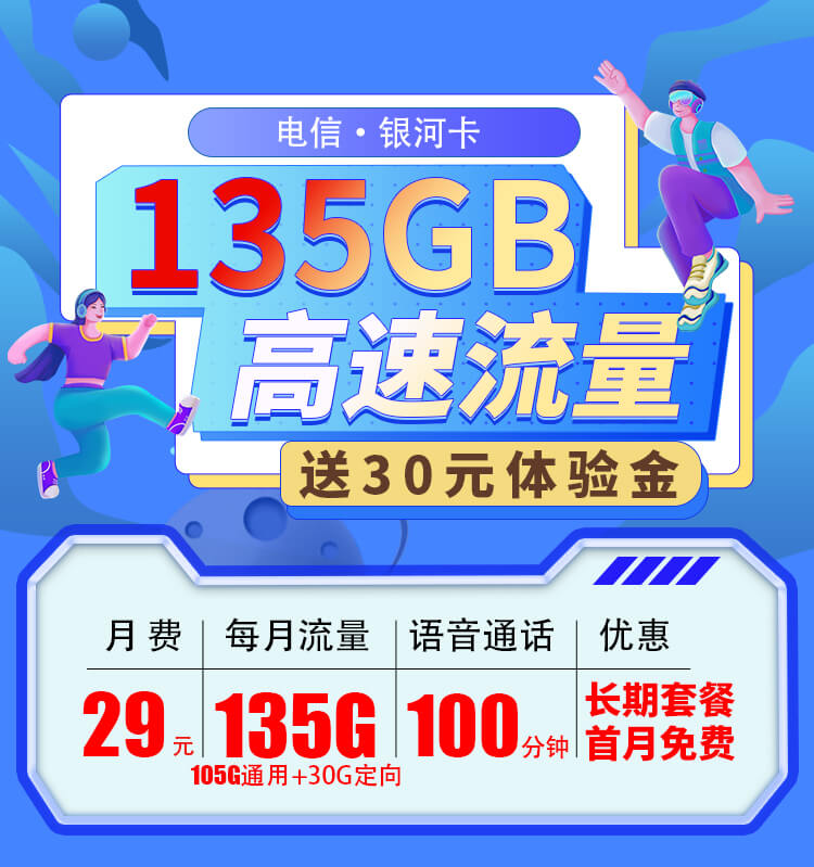 电信银河卡29元135G+100分钟+永久套餐  第1张