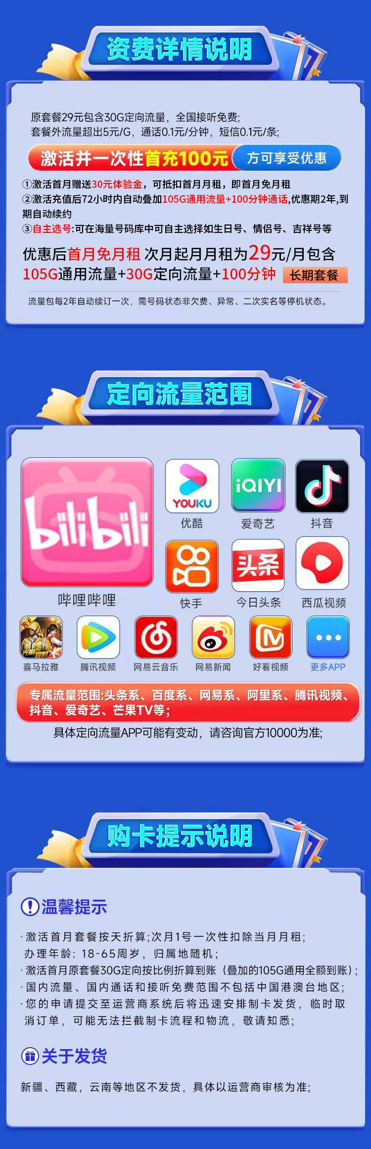 电信iu卡29元135G+100分钟+支持选号  第2张