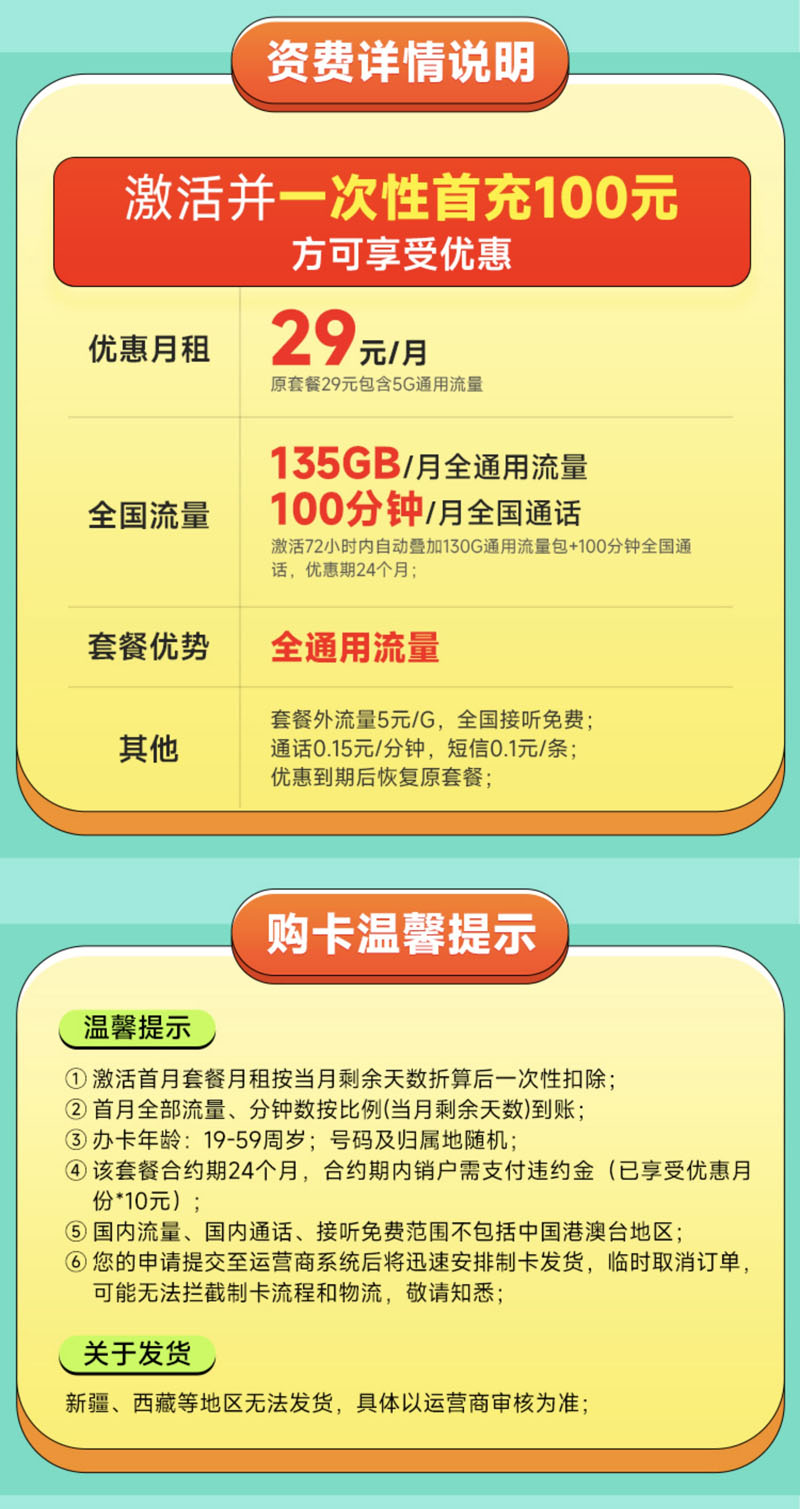 联通拾光卡29元135G+100分钟+可选号  第2张