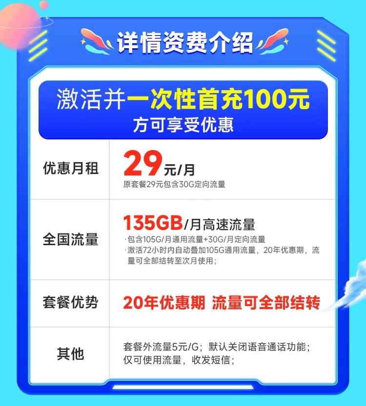电信TT卡29元135G支持结转+永久套餐  第2张