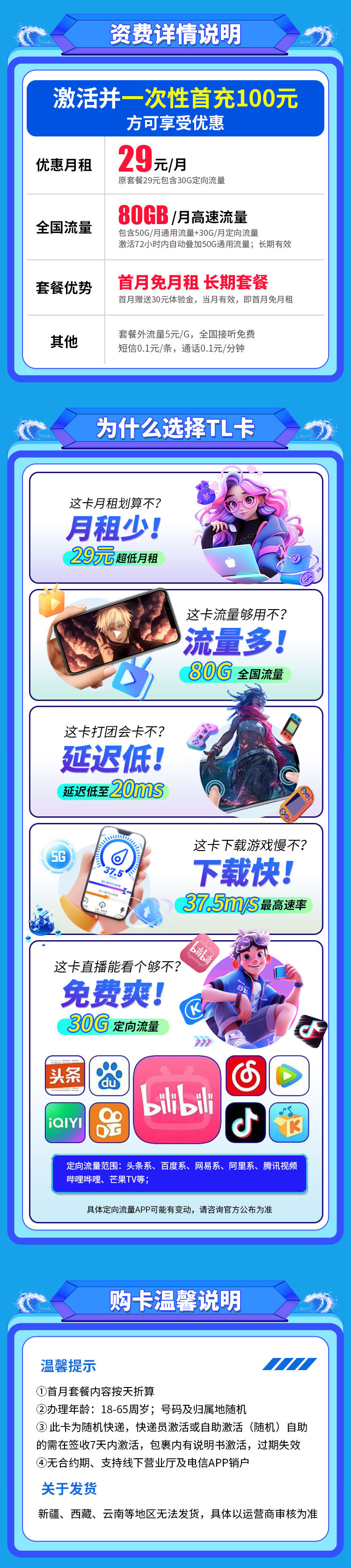 电信TL卡29元80G+可选号  第2张