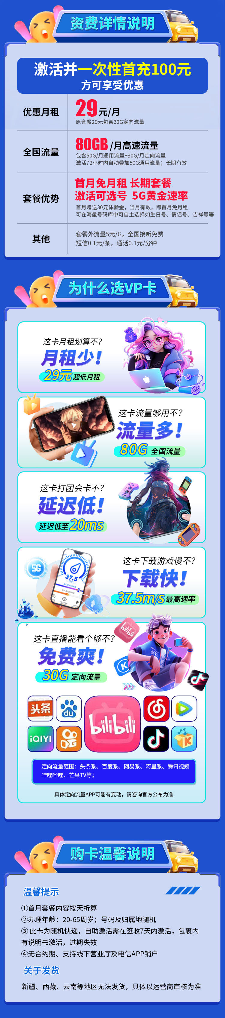 电信VP卡29元80G+5G黄金速率+自选号码  第2张