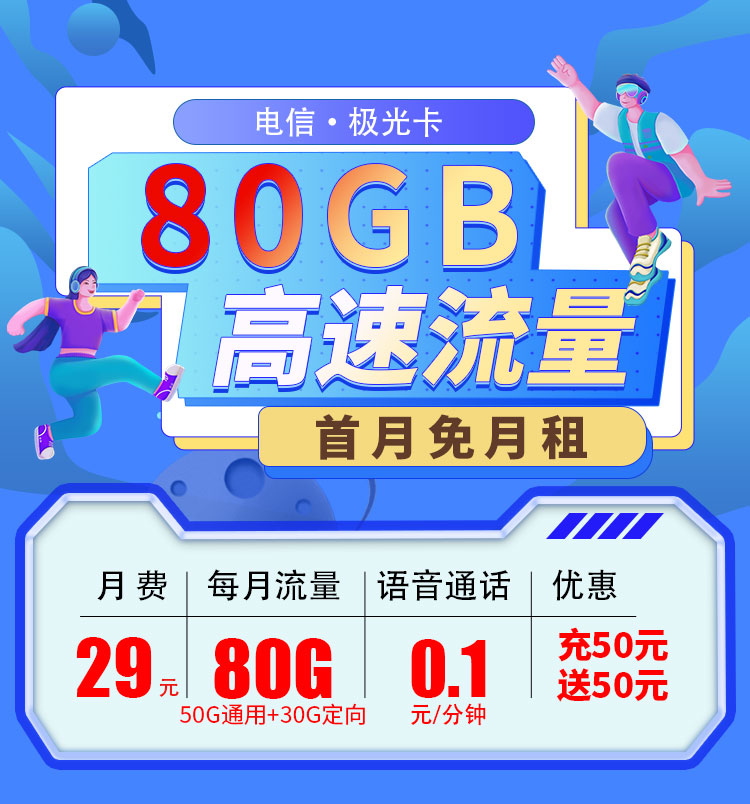 电信极光卡29元80G  第1张
