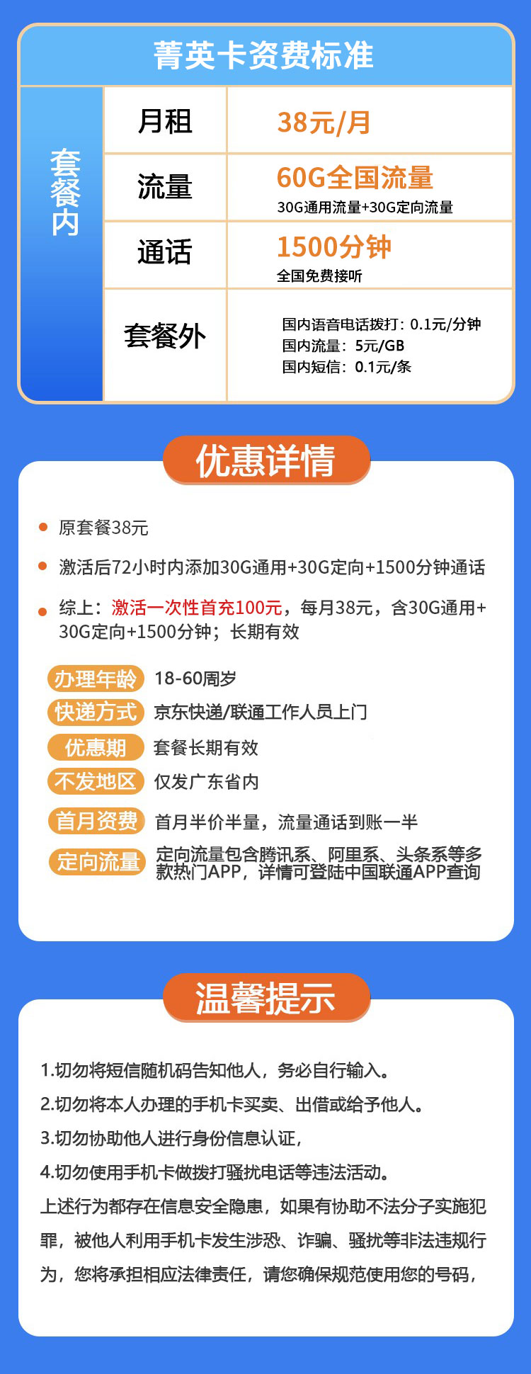 联通菁英卡38元1500分钟+60G  第2张