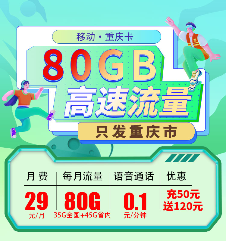 移动重庆卡29元80G  第1张