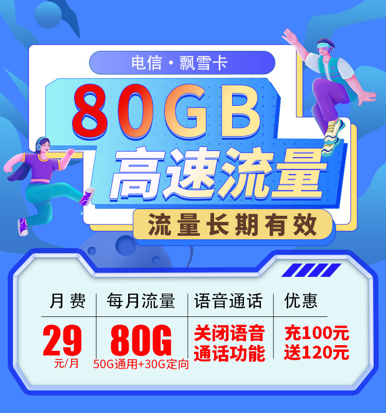 电信飘雪卡29元80G  第1张