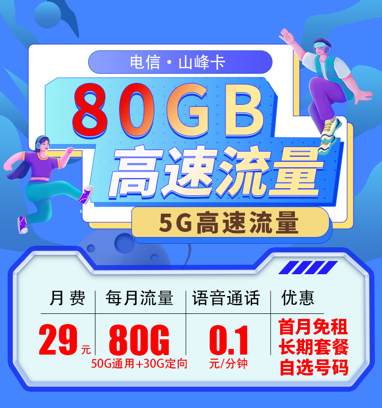 电信山峰卡29元80G  第1张