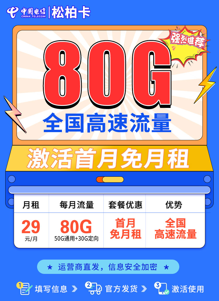 电信松柏卡29元80G  第1张