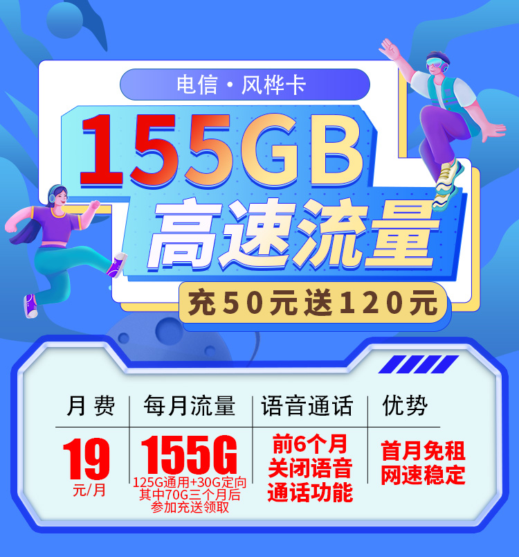 卡世界官方发布：电信风桦卡19元155G流量  第1张