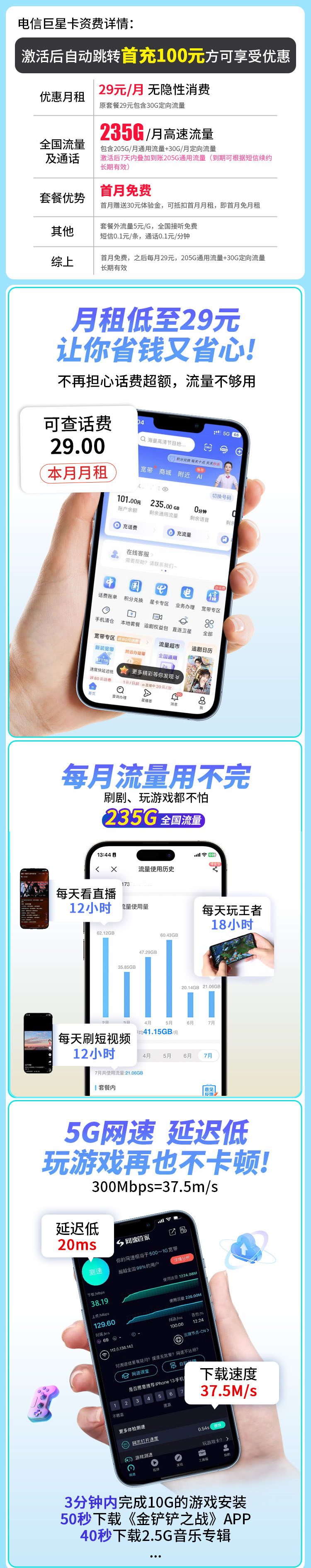 电信巨星卡29元235G长期套餐  第2张