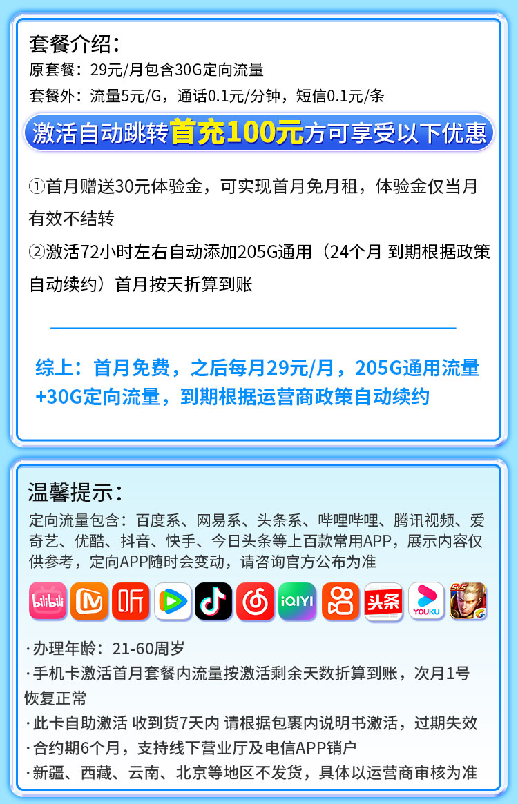 卡世界推荐：电信荞麦卡29元235G流量  第2张